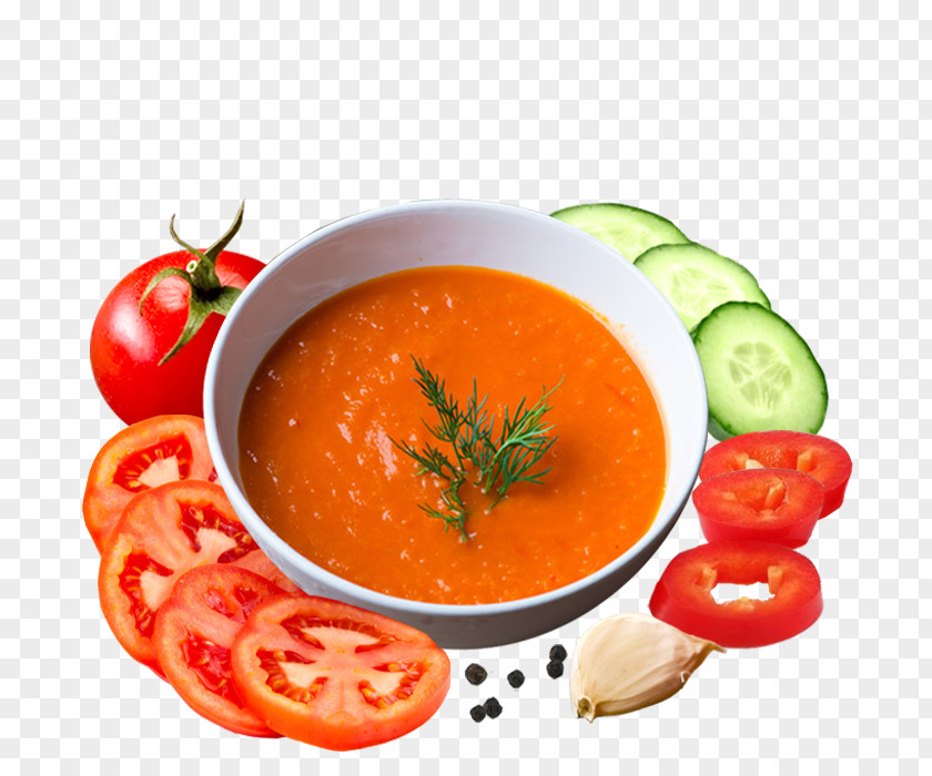 Vegetable Tomato Soup Gazpacho Vegetarian Cuisine Garnish PNG