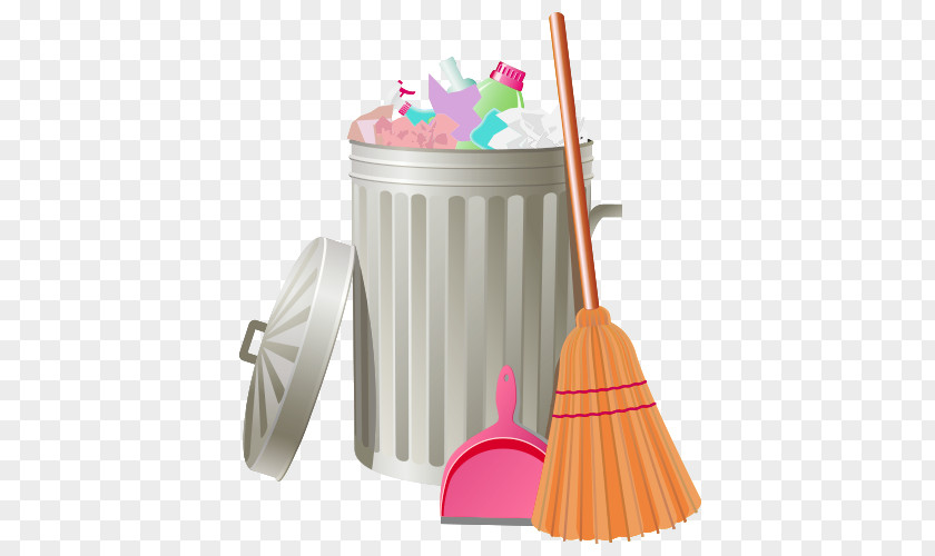 Cartoon Trash Can Cleaner Cleaning Maid Service Clip Art PNG