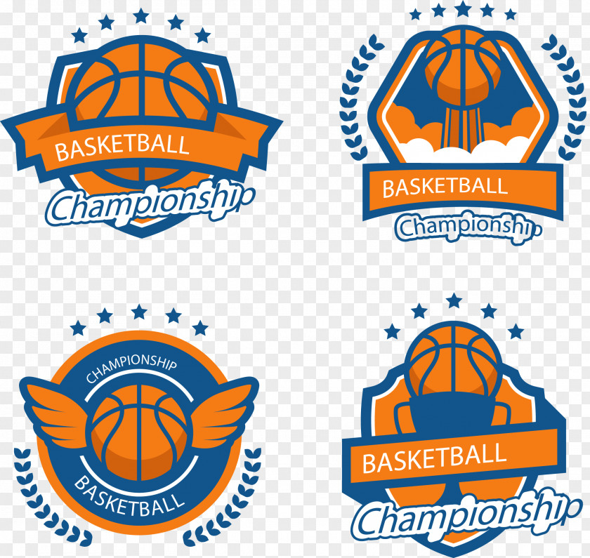Vector Hand-painted Basketball Label PNG