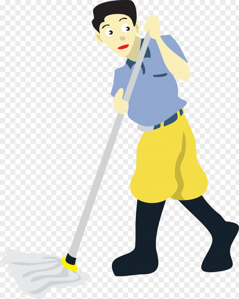 Vector Man Mopping The Floor Cleaning Mop Clip Art PNG