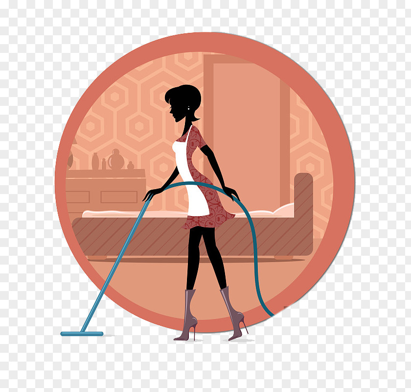 An Ancient Style Of Cleaning Woman Floor Vacuum Cleaner Stock Photography PNG