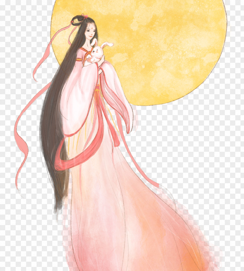 Cartoon Hand-painted Moon Goddess Fairy Mooncake Change Mid-Autumn Festival Drawing Illustration PNG