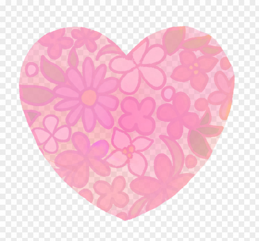 Hand-painted Flower Pattern Watercolor Heart Trans PNG