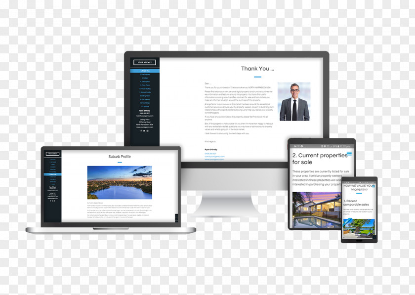 Real Estate Agency Flyer Brochure Property Responsive Web Design Computer Monitors PNG