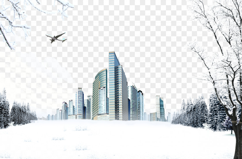 Snow Skyscrapers Winter Poster PNG
