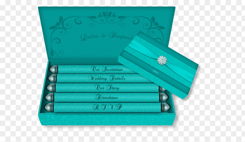 Wedding Invitation Cover Turquoise Rectangle PNG