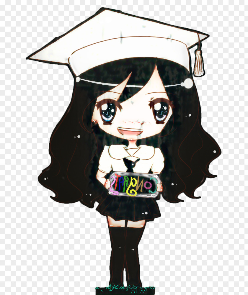 Style Black Hair Graduation Cartoon PNG