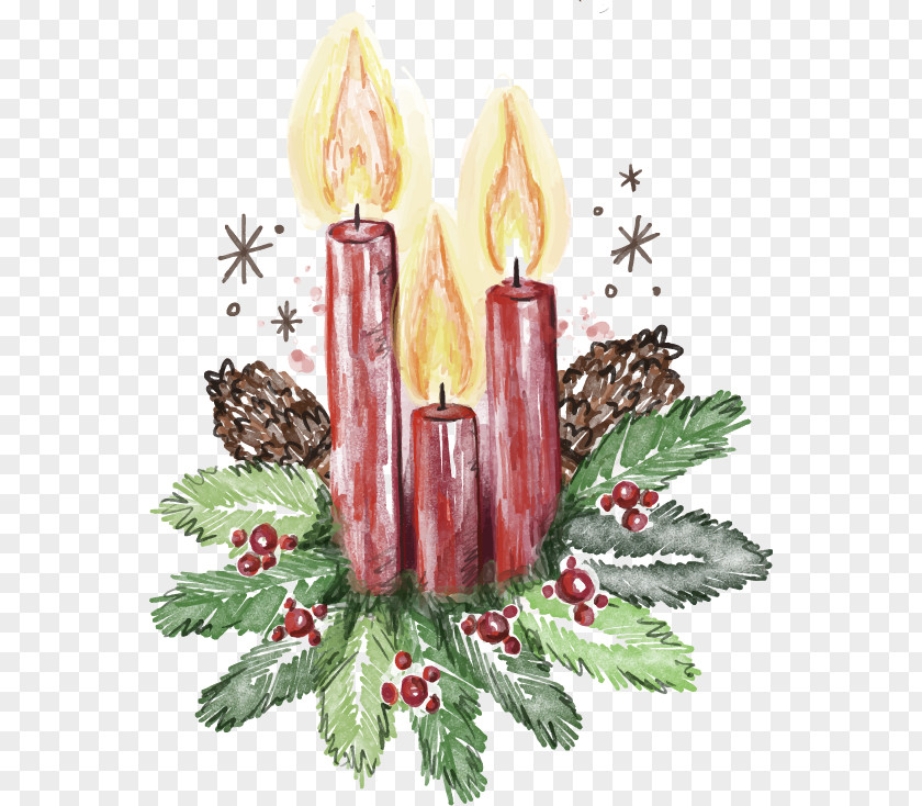 Vector Cartoon Hand-painted Christmas Candles PNG