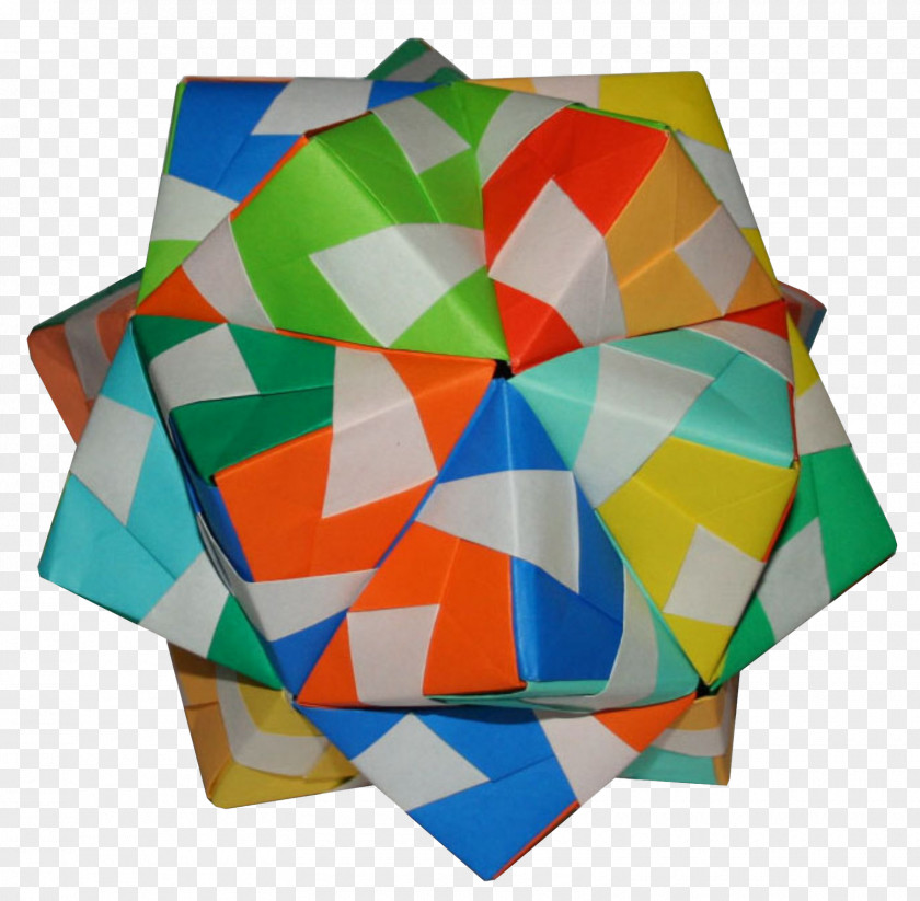 Origami Style Border Square Sonobe Small Triambic Icosahedron Modular PNG