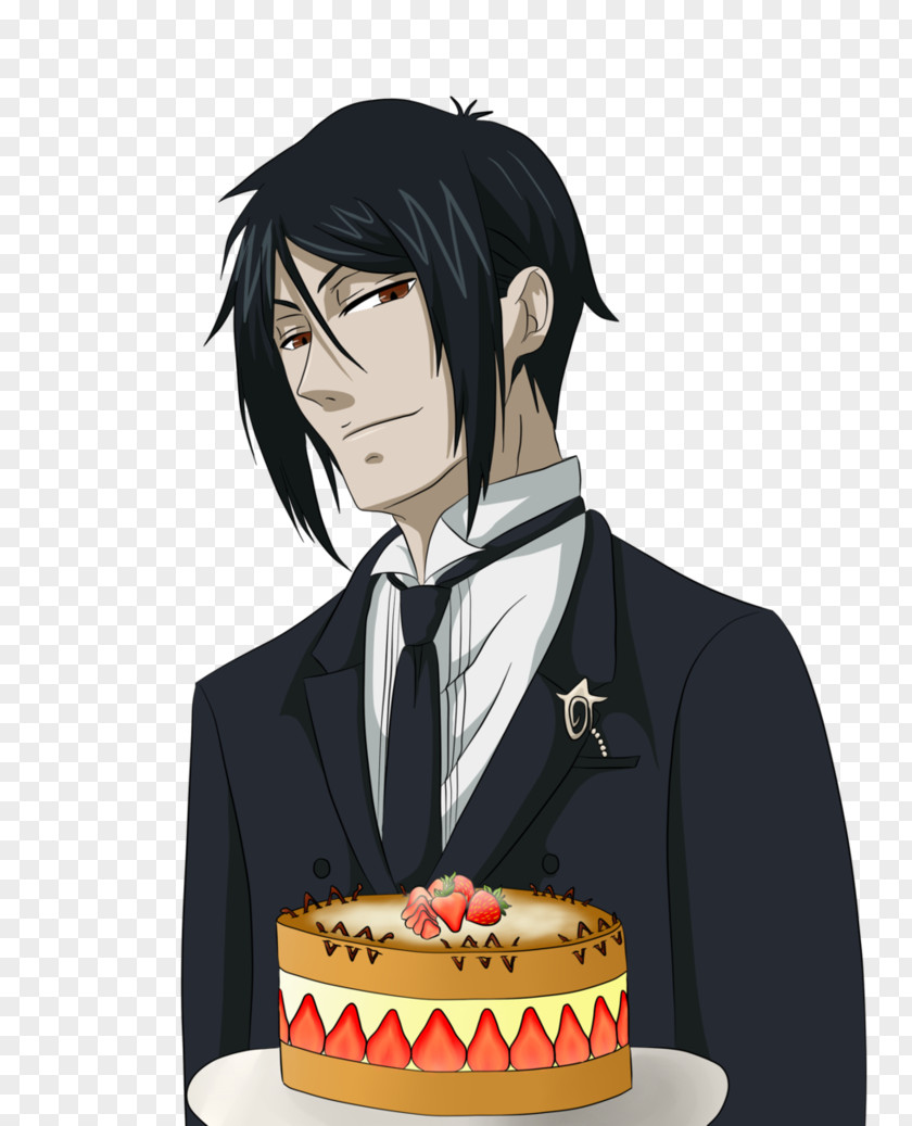 Holding A Cake Sebastian Michaelis Birthday Black Butler Strawberry PNG