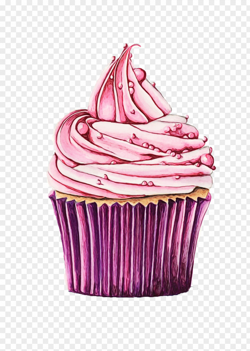 Purple Dessert Cupcake Pink Buttercream Icing Food PNG