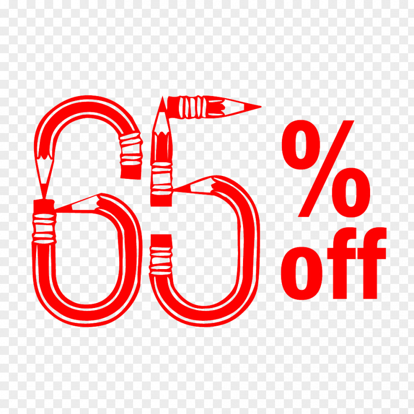 Back To School 65% Off Discount Tag. PNG