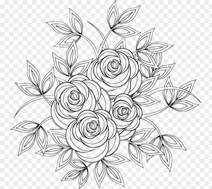 Flowers Drawing Line Art Coloring Book PNG