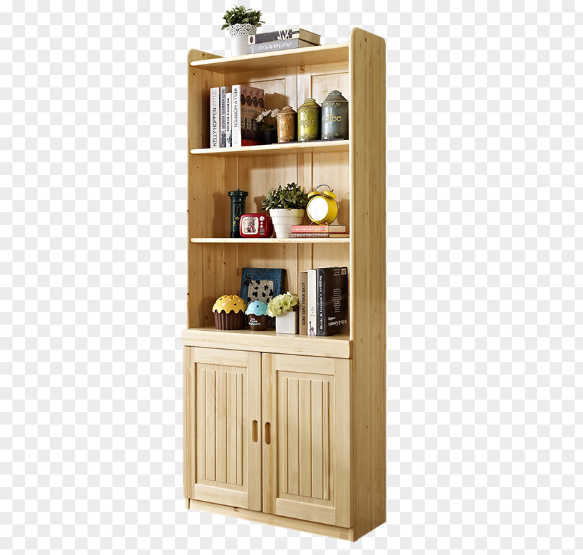Solid Wood Bookcase Three Table Shelf Cabinetry Furniture PNG
