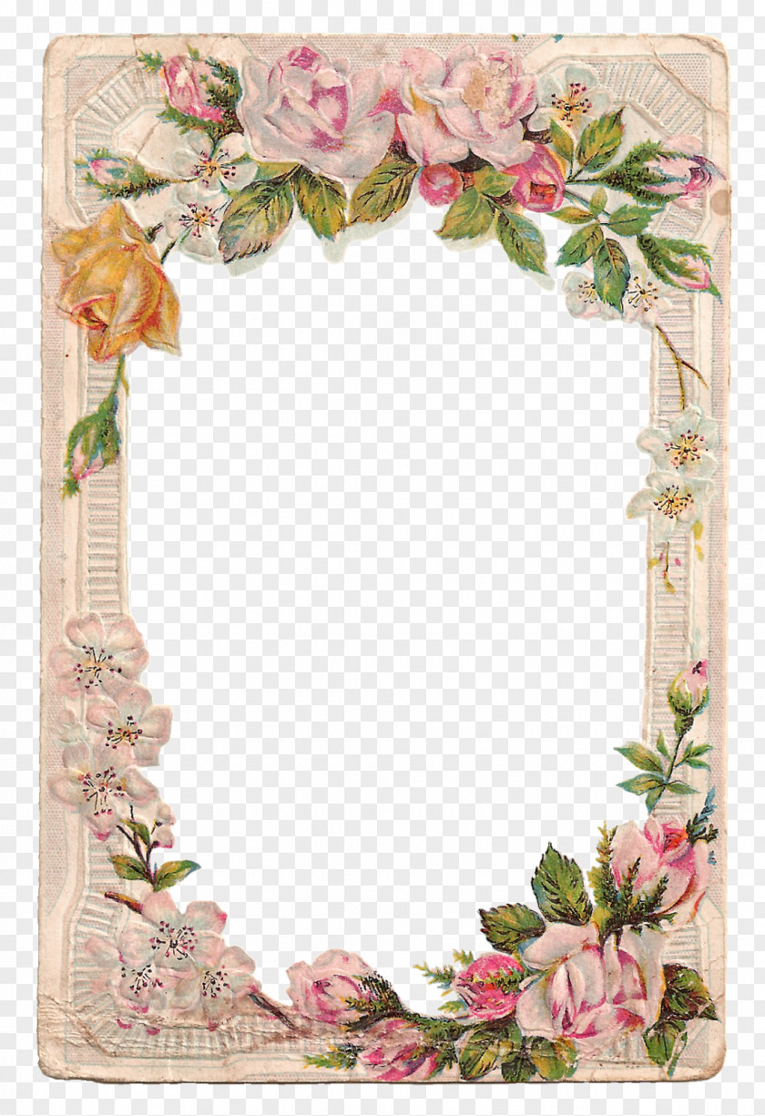 Vintage Card Borders And Frames Picture Rose Flower Clip Art PNG