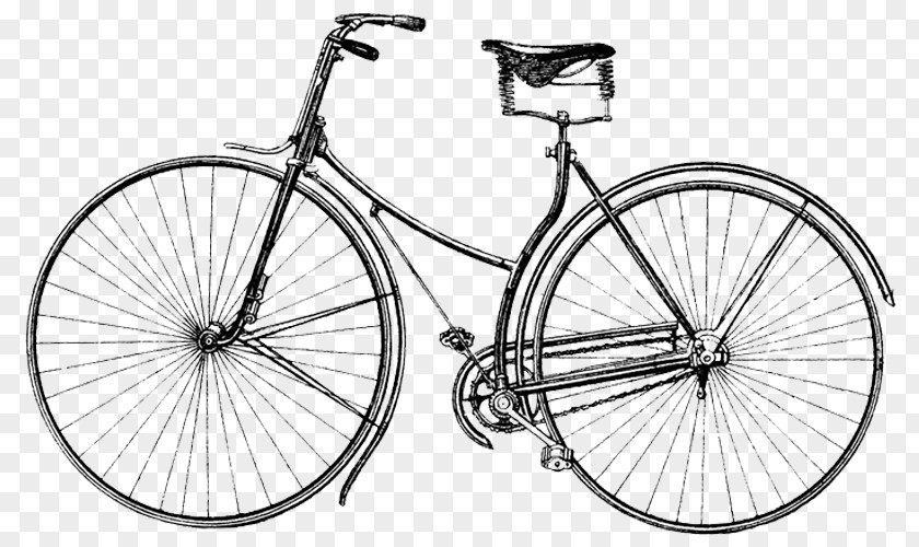 Vintage Cyclist Bicycle Cycling Drawing Clip Art PNG