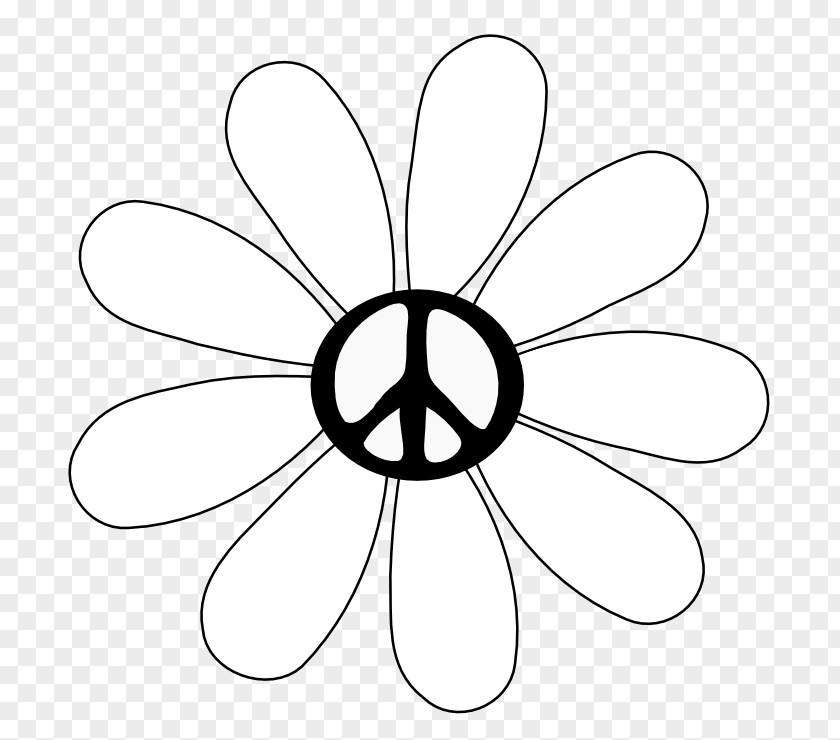 White Flower Art Line Black And Peace Symbols Drawing Clip PNG