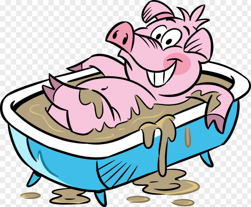 Bathe Pig Domestic Cartoon Clip Art PNG