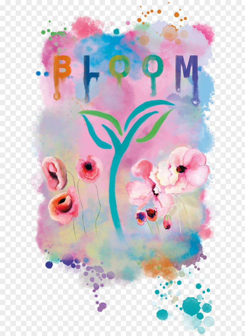 Typography T Shirt Deisgn Floral Design Art Watercolor Painting Flower PNG