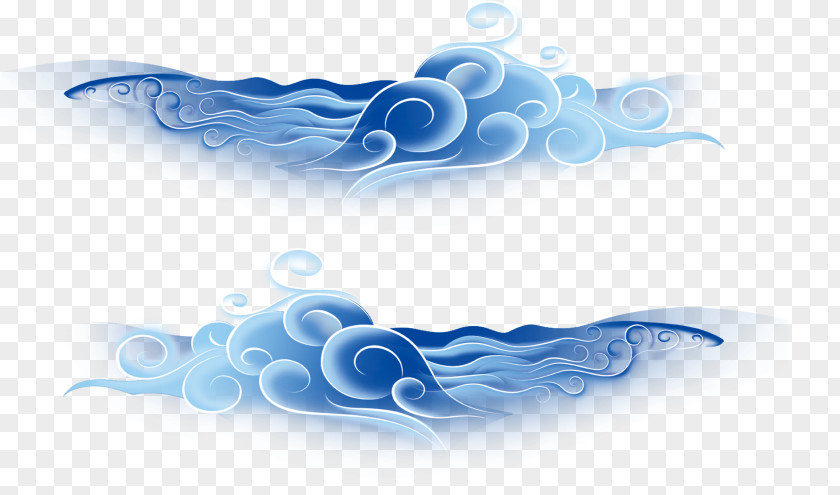 Blue Wind Wave Background Motif PNG