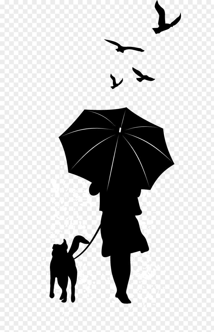 Leisure Vector Dog Silhouette Umbrella Illustration PNG