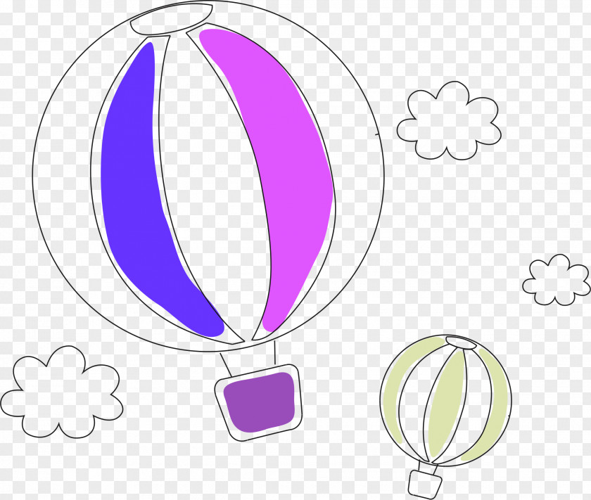 Purple Cartoon Hot Air Balloon Decorative Pattern Clip Art PNG