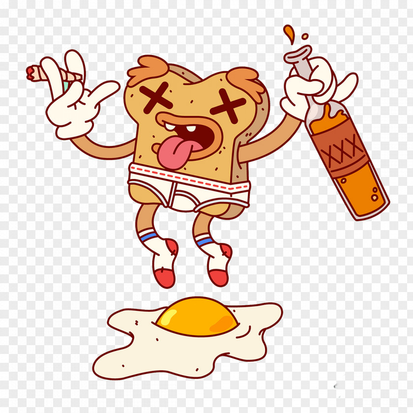 Suicide Toast Breakfast Creamed Eggs On French Fries Illustration PNG