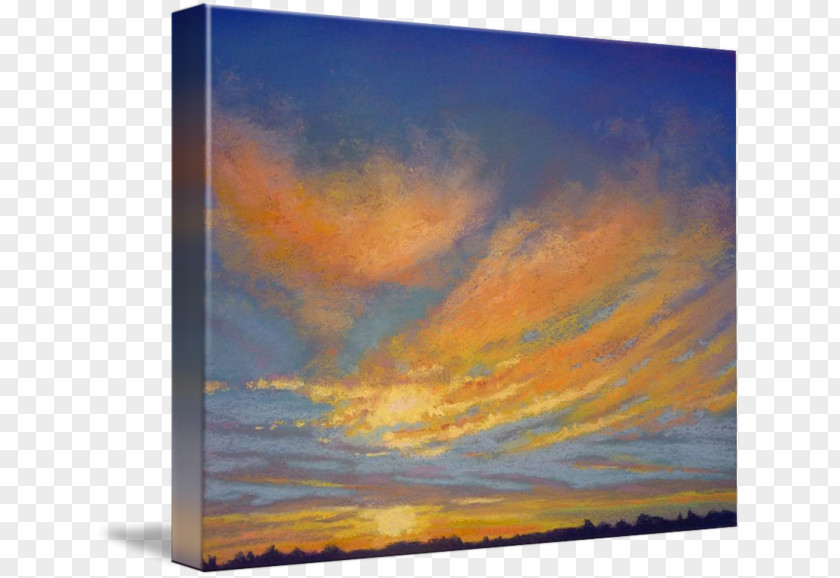 Sunset Clouds Painting Gallery Wrap Sunrise Acrylic Paint Horizon PNG