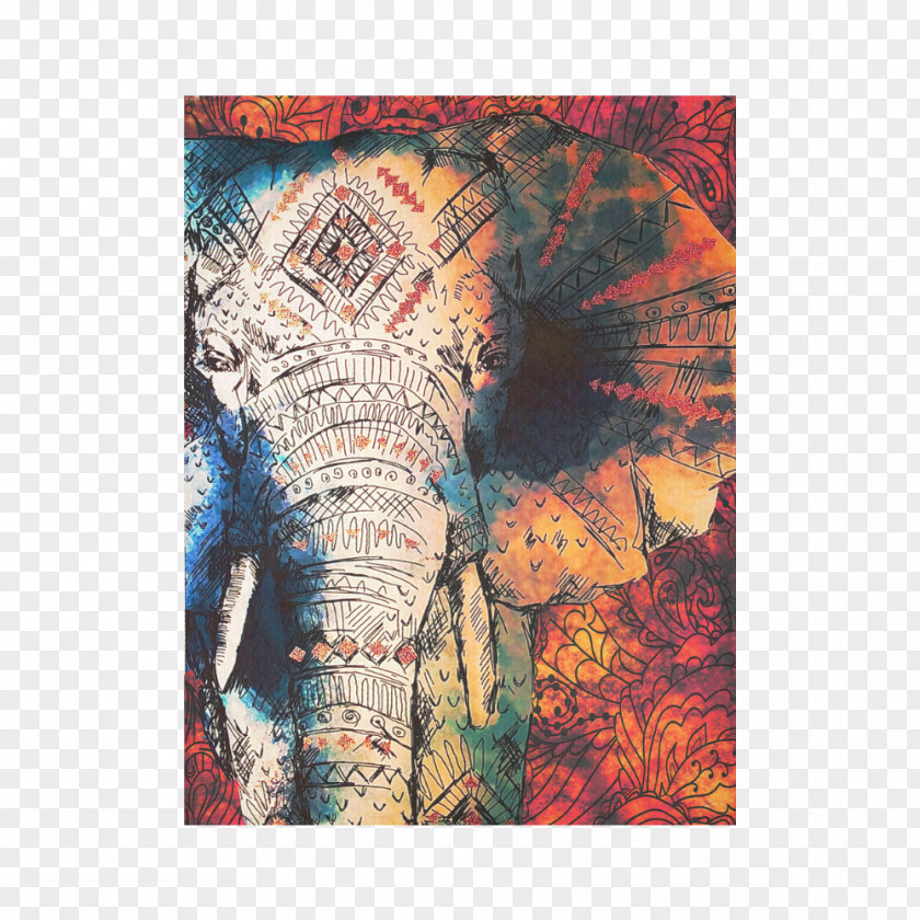 Painting Elephantidae Indian Art Canvas PNG