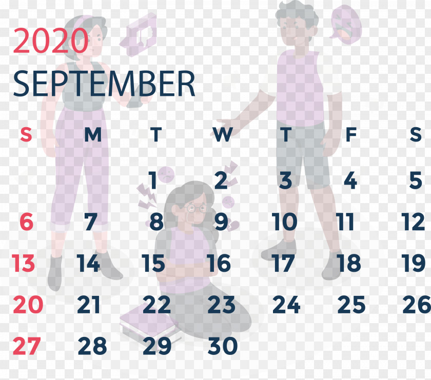 September 2020 Calendar Printable PNG