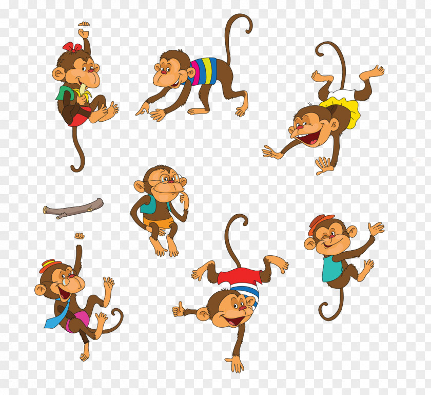 Creative Cartoon Monkey Ape Clip Art PNG