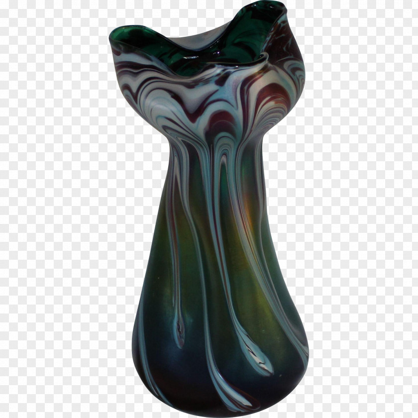 Vase Art Nouveau Glass Silver Overlay PNG