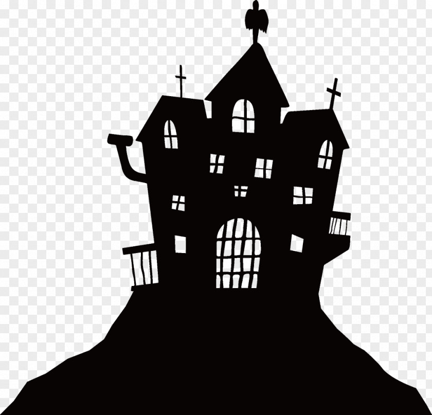 Silhouette House Haunted Halloween PNG