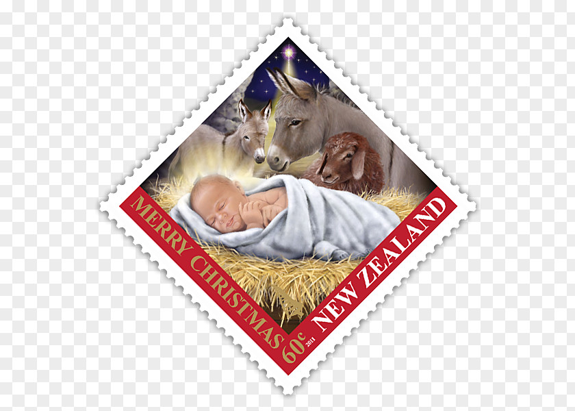 Baby Jesus In A Manger Postage Stamps Rubber Stamp New Zealand Collecting Mail PNG