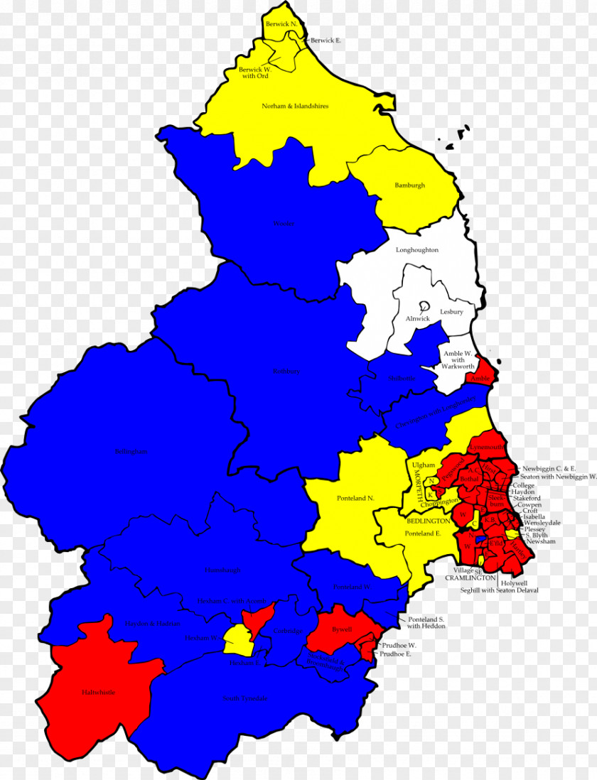 Map Northumberland County Council Election, 2001 Northumbria Police Wards And Electoral Divisions Of The United Kingdom PNG