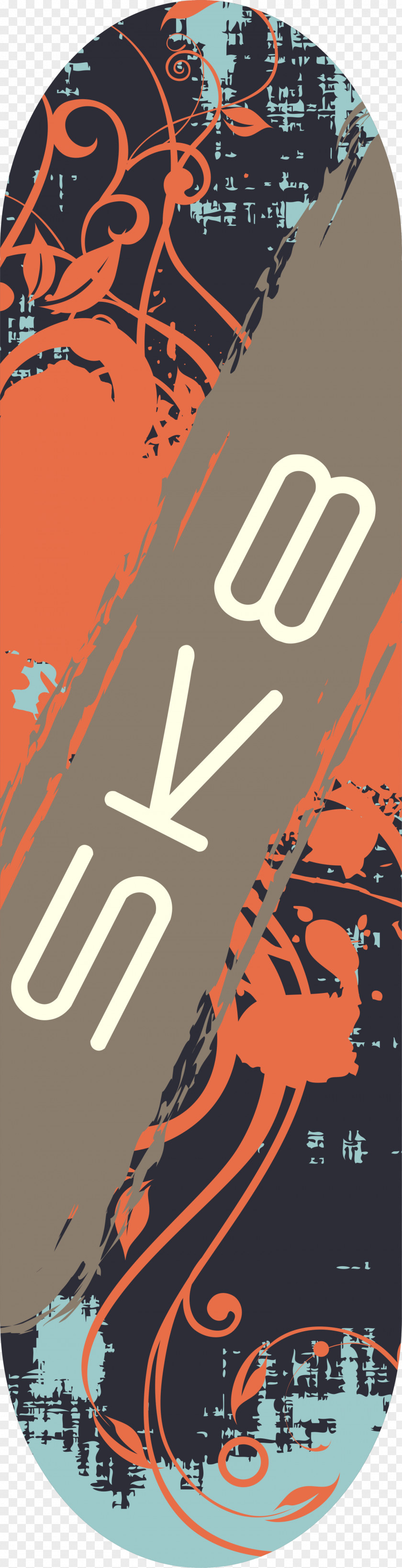 Orange Vine Skateboard Poster PNG