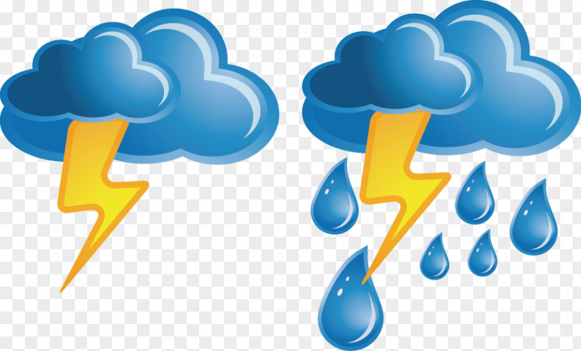 Vector Painted Weather Cloud Lightning Icon PNG