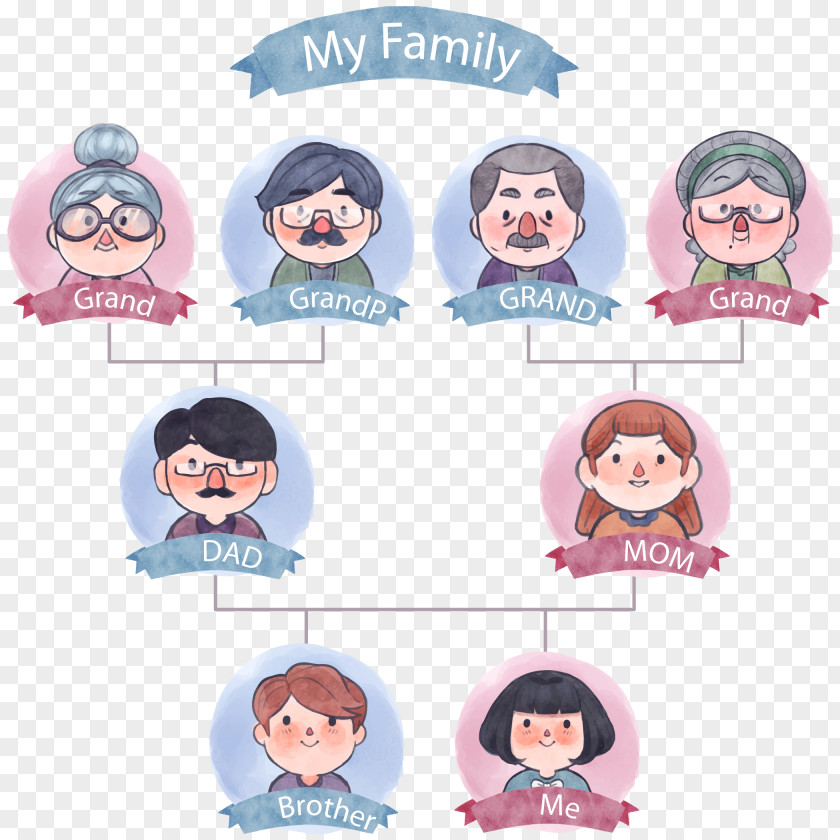 Vector Tree Of Watercolor Family Icon PNG