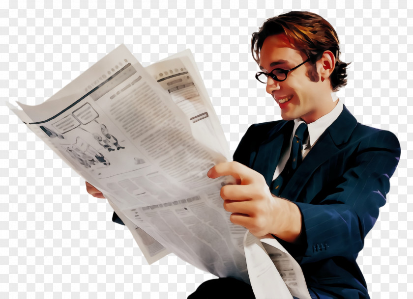 Whitecollar Worker Reading Newspaper Job Hand Businessperson Gesture PNG