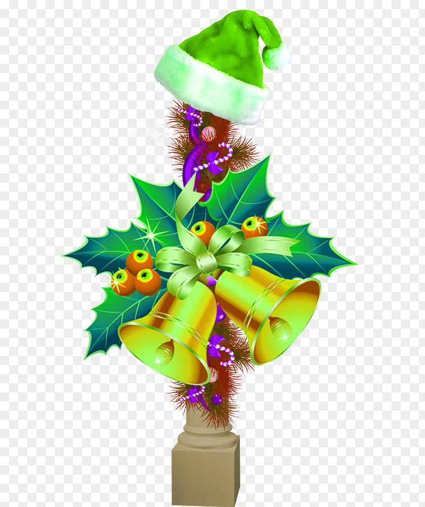 Creative Hand-painted Bell Hat Christmas Ornament Jingle Clip Art PNG
