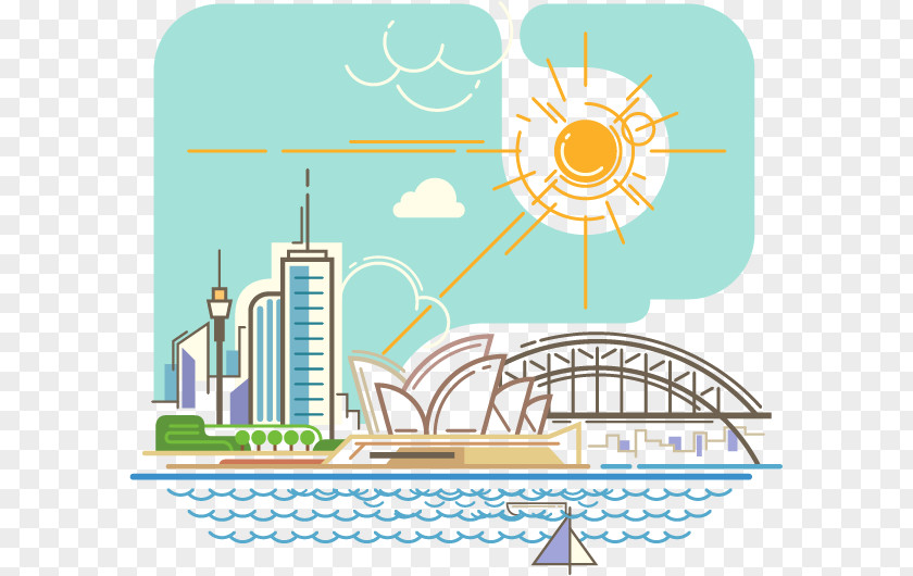 Vector Drawing Sydney Skyline PNG
