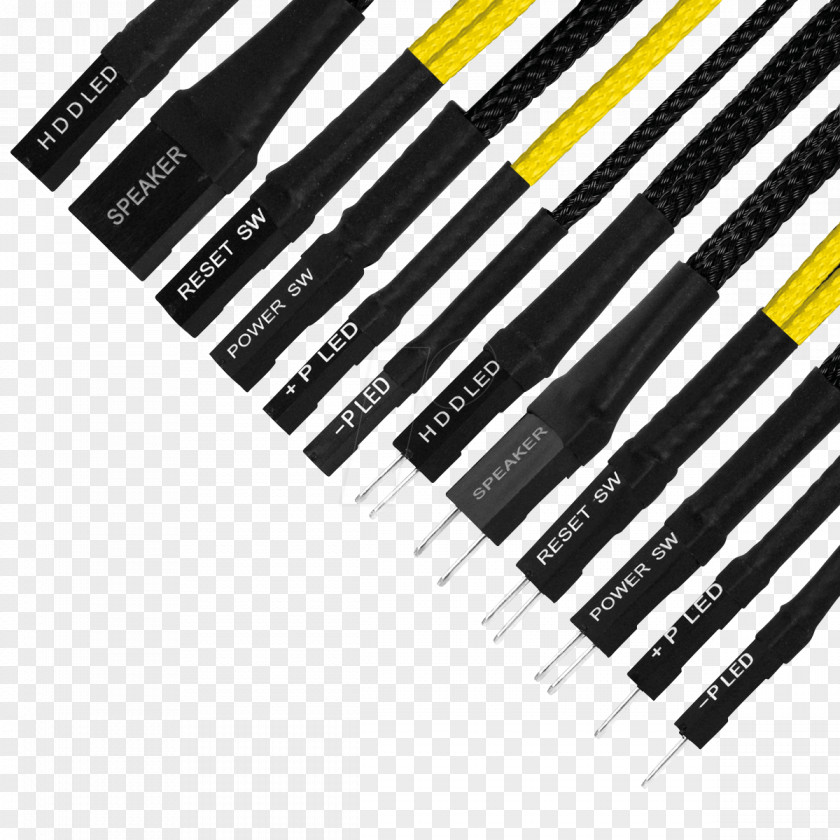 Black White Electrical Cable Yellow Green PNG
