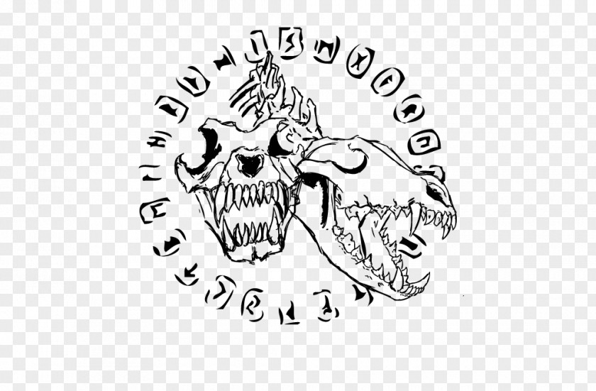 Skull Line Art Logo Cartoon PNG
