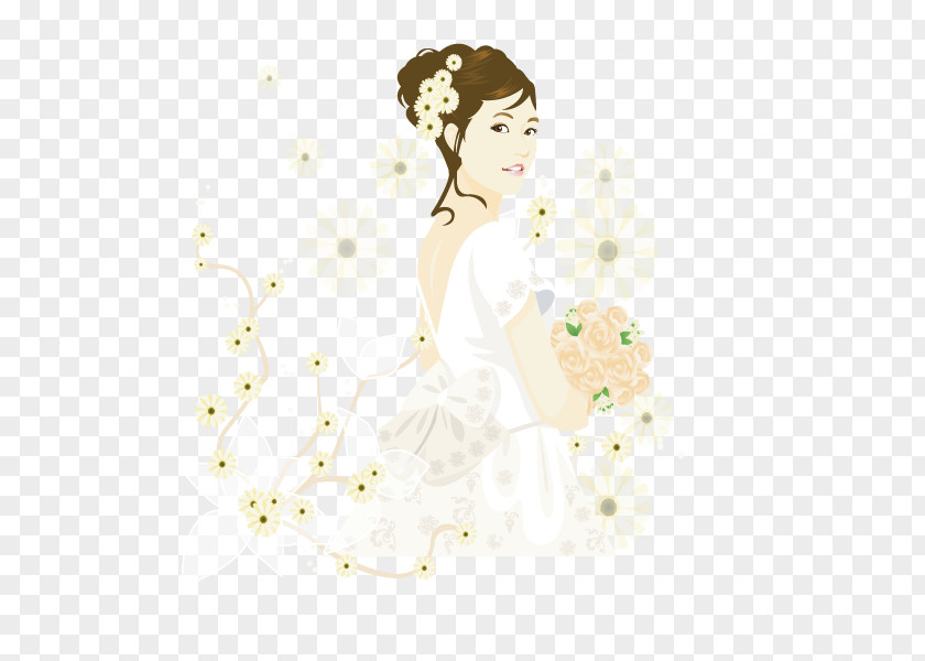 Illustration Bride Pattern Gown Beauty.m PNG