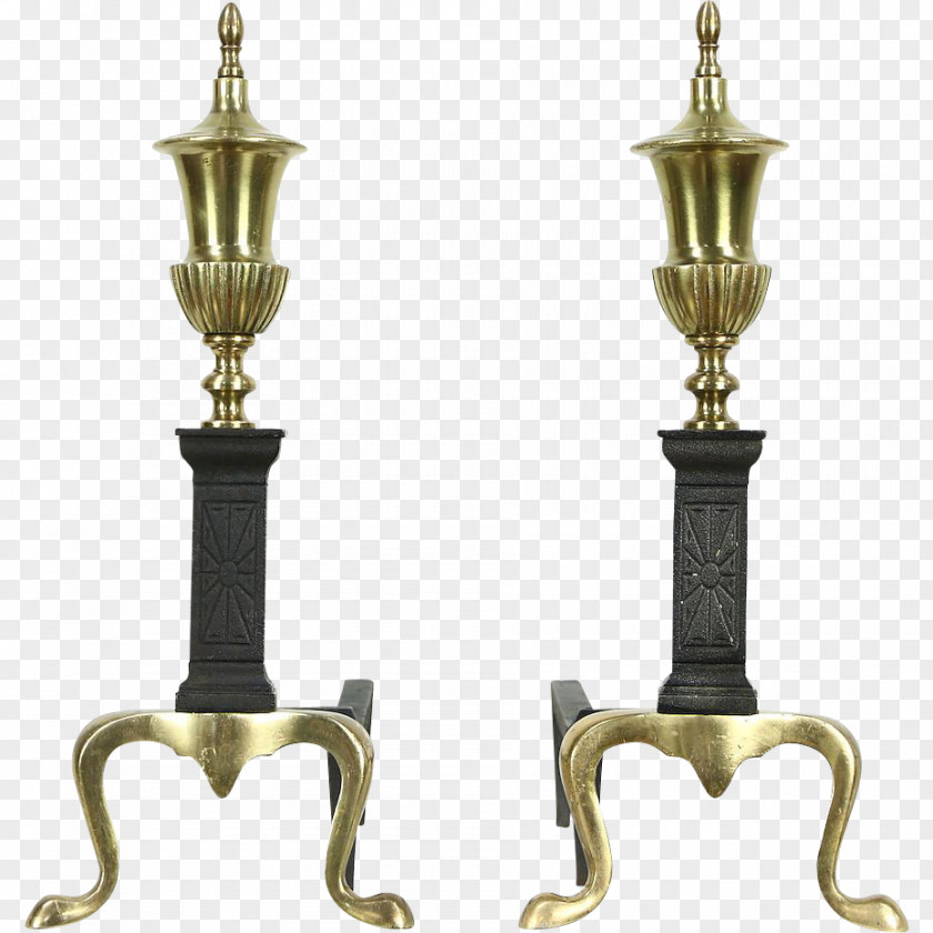 Brass Andiron Antique Fireplace Cast Iron PNG