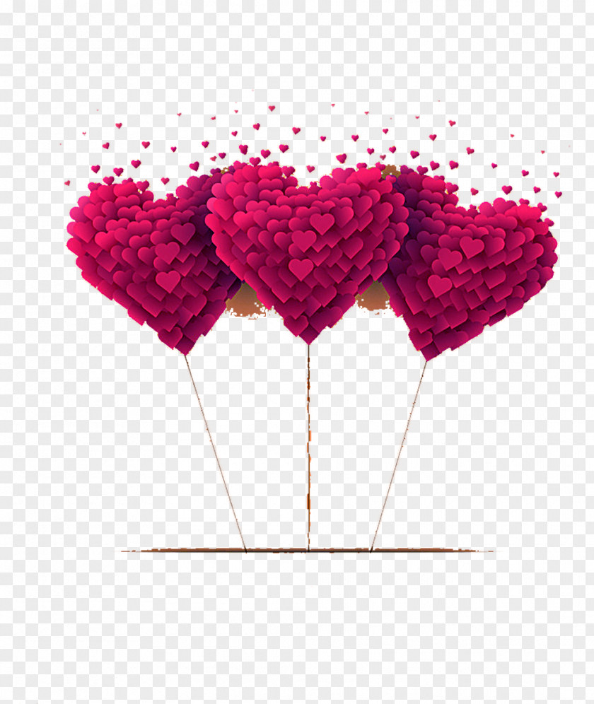 Pink Balloons Love Picture Material Valentine's Day Heart Clip Art PNG