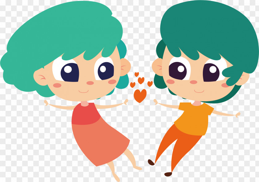 Vector Cute Cartoon Couple Lovers PNG
