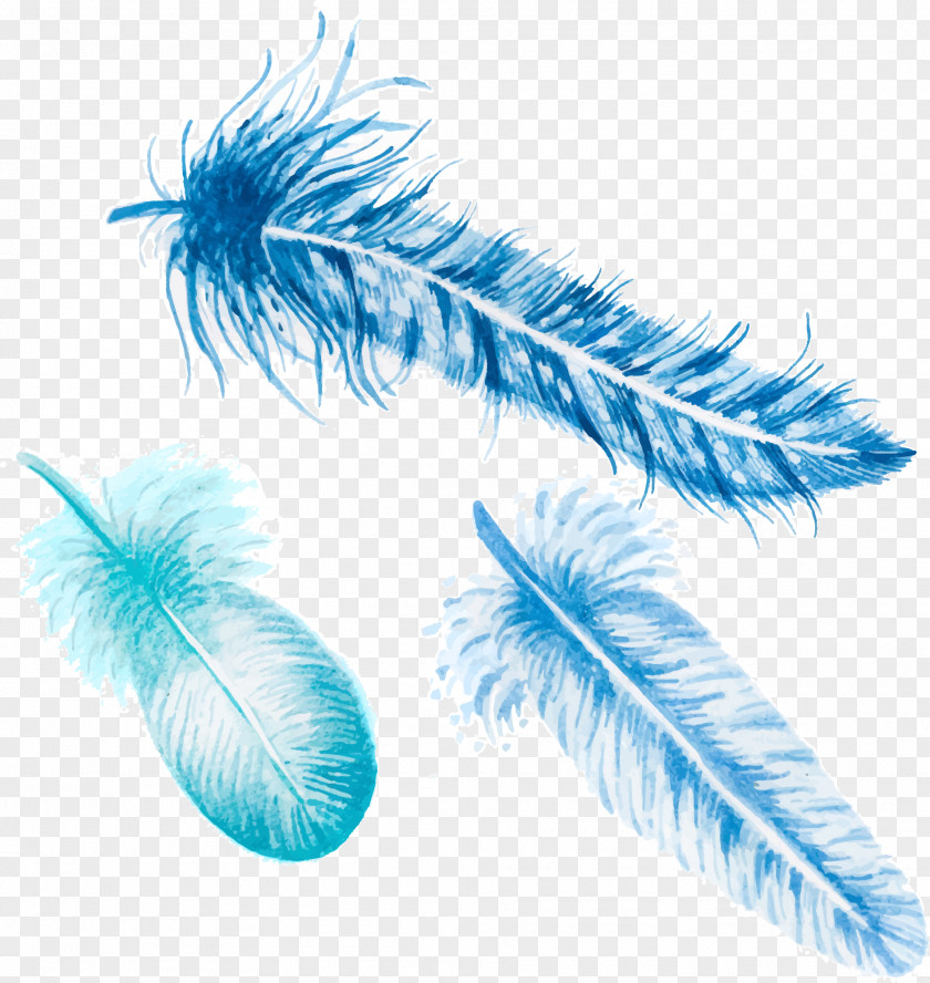 Blue Feather Vector Decorative Material Euclidean PNG
