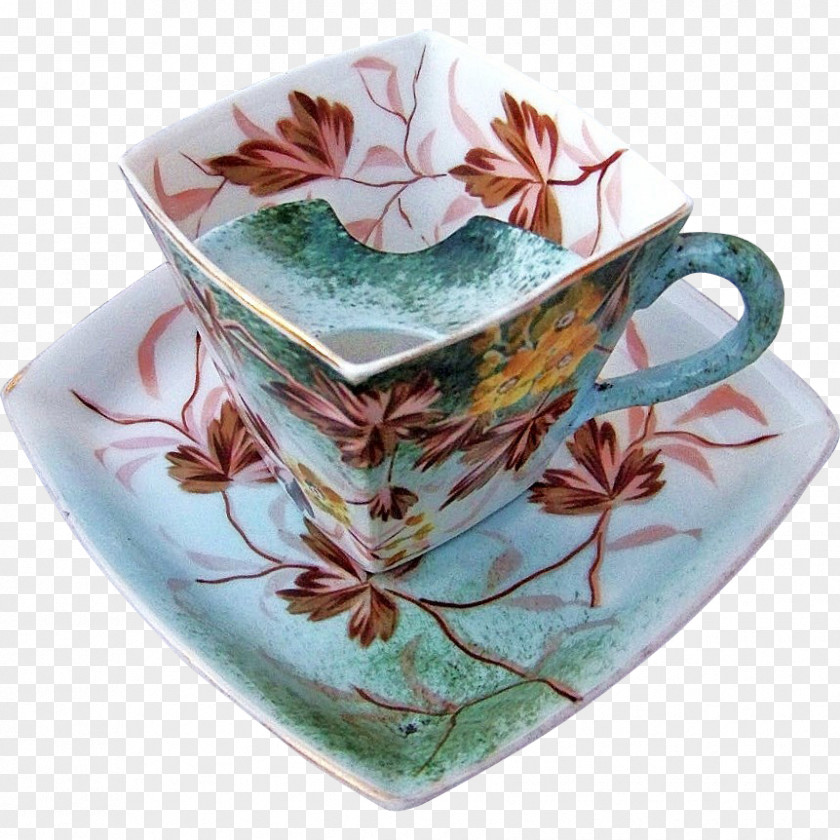 Leaves Hand-painted Tableware Saucer Coffee Cup Ceramic Porcelain PNG