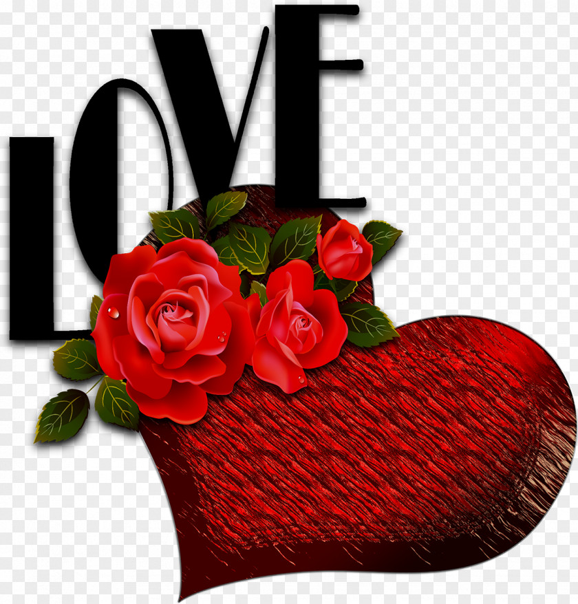 Love Text Rose Heart Clip Art PNG
